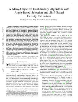 A Many-Objective Evolutionary Algorithm with Angle-Based Selection and
  Shift-Based Density Estimation