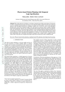 Physics-based Motion Planning with Temporal Logic Specifications