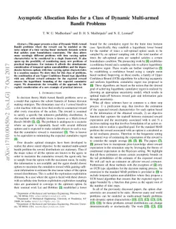 Asymptotic Allocation Rules for a Class of Dynamic Multi-armed Bandit
  Problems