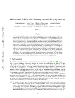 Online control of the false discovery rate with decaying memory