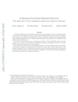 A Quantum-Proof Non-Malleable Extractor, With Application to Privacy
  Amplification against Active Quantum Adversaries