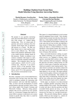 Building Chatbots from Forum Data: Model Selection Using Question
  Answering Metrics