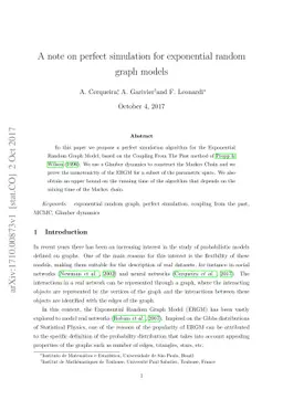 A note on perfect simulation for exponential random graph models