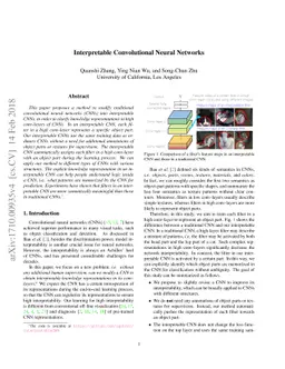 Interpretable Convolutional Neural Networks