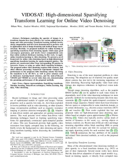 VIDOSAT: High-dimensional Sparsifying Transform Learning for Online
  Video Denoising