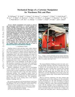 Mechanical Design of a Cartesian Manipulator for Warehouse Pick and
  Place
