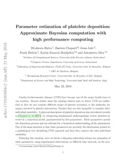 Parameter estimation of platelets deposition: Approximate Bayesian
  computation with high performance computing