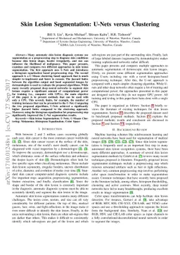 Skin Lesion Segmentation: U-Nets versus Clustering