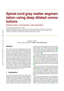 Spinal cord gray matter segmentation using deep dilated convolutions