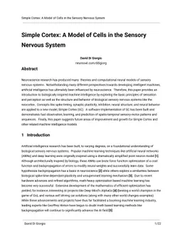 Simple Cortex: A Model of Cells in the Sensory Nervous System