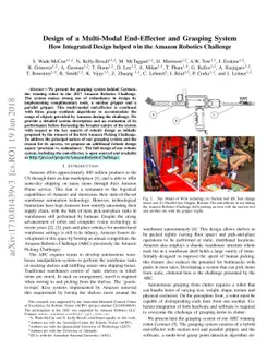 Design of a Multi-Modal End-Effector and Grasping System: How Integrated
  Design helped win the Amazon Robotics Challenge