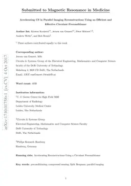 Accelerating CS in Parallel Imaging Reconstructions Using an Efficient
  and Effective Circulant Preconditioner