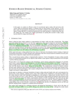 Energy-Based Spherical Sparse Coding