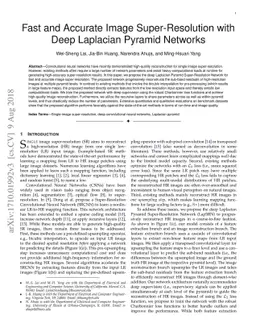 Fast and Accurate Image Super-Resolution with Deep Laplacian Pyramid
  Networks