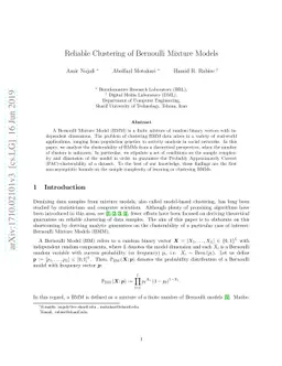 Reliable Clustering of Bernoulli Mixture Models