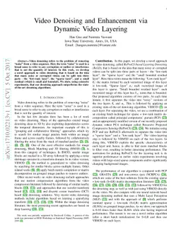 Video Denoising and Enhancement via Dynamic Video Layering