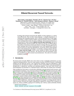 Dilated Recurrent Neural Networks