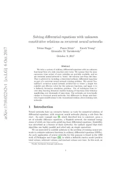 Solving differential equations with unknown constitutive relations as
  recurrent neural networks