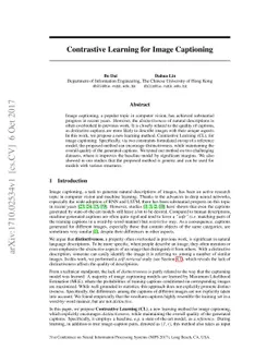 Contrastive Learning for Image Captioning