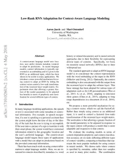 Low-Rank RNN Adaptation for Context-Aware Language Modeling