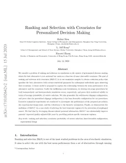 Ranking and Selection with Covariates for Personalized Decision Making