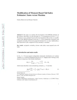 Modification of Moment-Based Tail Index Estimator: Sums versus Maxima