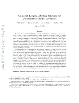 Constant-Length Labeling Schemes for Deterministic Radio Broadcast