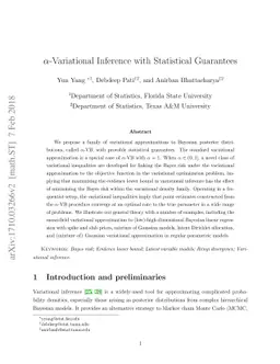 $α$-Variational Inference with Statistical Guarantees