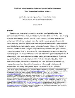 Protecting sensitive research data and meeting researchers needs: Duke
  University's Protected Network