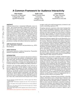 A Common Framework for Audience Interactivity