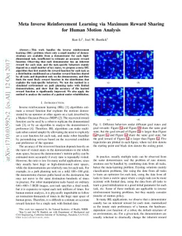 Meta Inverse Reinforcement Learning via Maximum Reward Sharing for Human
  Motion Analysis