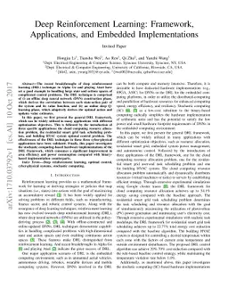 Deep Reinforcement Learning: Framework, Applications, and Embedded
  Implementations