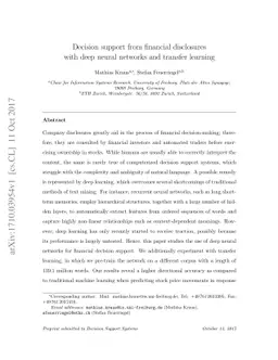 Decision support from financial disclosures with deep neural networks
  and transfer learning