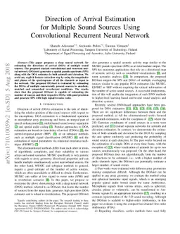 Direction of arrival estimation for multiple sound sources using
  convolutional recurrent neural network