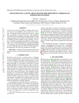 Advanced LSTM: A Study about Better Time Dependency Modeling in Emotion
  Recognition
