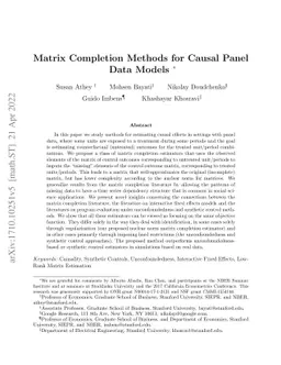 Matrix Completion Methods for Causal Panel Data Models