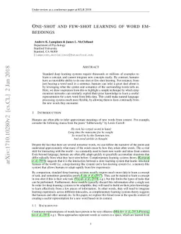 One-shot and few-shot learning of word embeddings