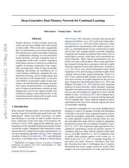Deep Generative Dual Memory Network for Continual Learning
