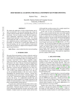 Deep Residual Learning for Small-Footprint Keyword Spotting