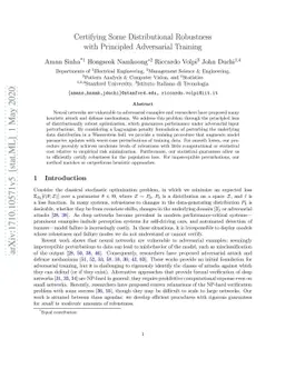 Certifying Some Distributional Robustness with Principled Adversarial
  Training