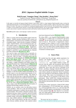 JESC: Japanese-English Subtitle Corpus