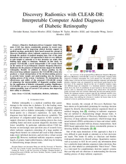 Discovery Radiomics with CLEAR-DR: Interpretable Computer Aided
  Diagnosis of Diabetic Retinopathy