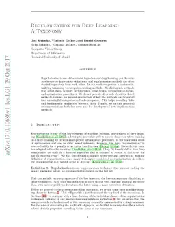 Regularization for Deep Learning: A Taxonomy