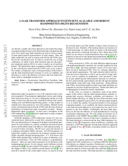 A Saak Transform Approach to Efficient, Scalable and Robust Handwritten
  Digits Recognition