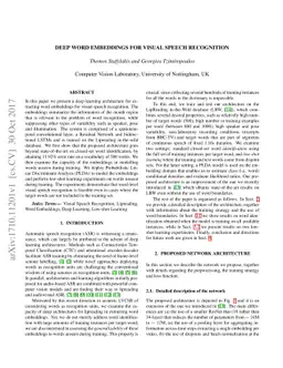 Deep word embeddings for visual speech recognition
