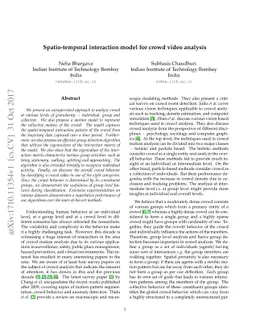 Spatio-temporal interaction model for crowd video analysis