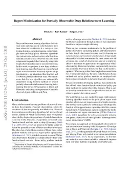 Regret Minimization for Partially Observable Deep Reinforcement Learning