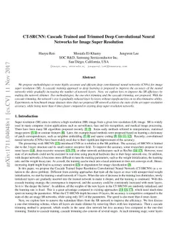 CT-SRCNN: Cascade Trained and Trimmed Deep Convolutional Neural Networks
  for Image Super Resolution