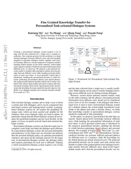 Fine Grained Knowledge Transfer for Personalized Task-oriented Dialogue
  Systems