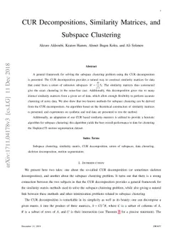 CUR Decompositions, Similarity Matrices, and Subspace Clustering
